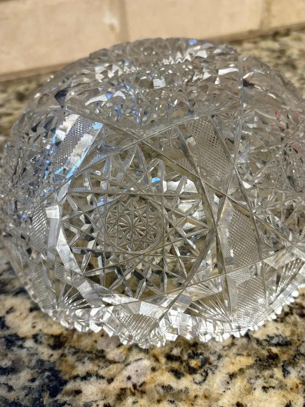 Clear Cut Glass Decorative Bowl - Elegant Crystal-Style Accent